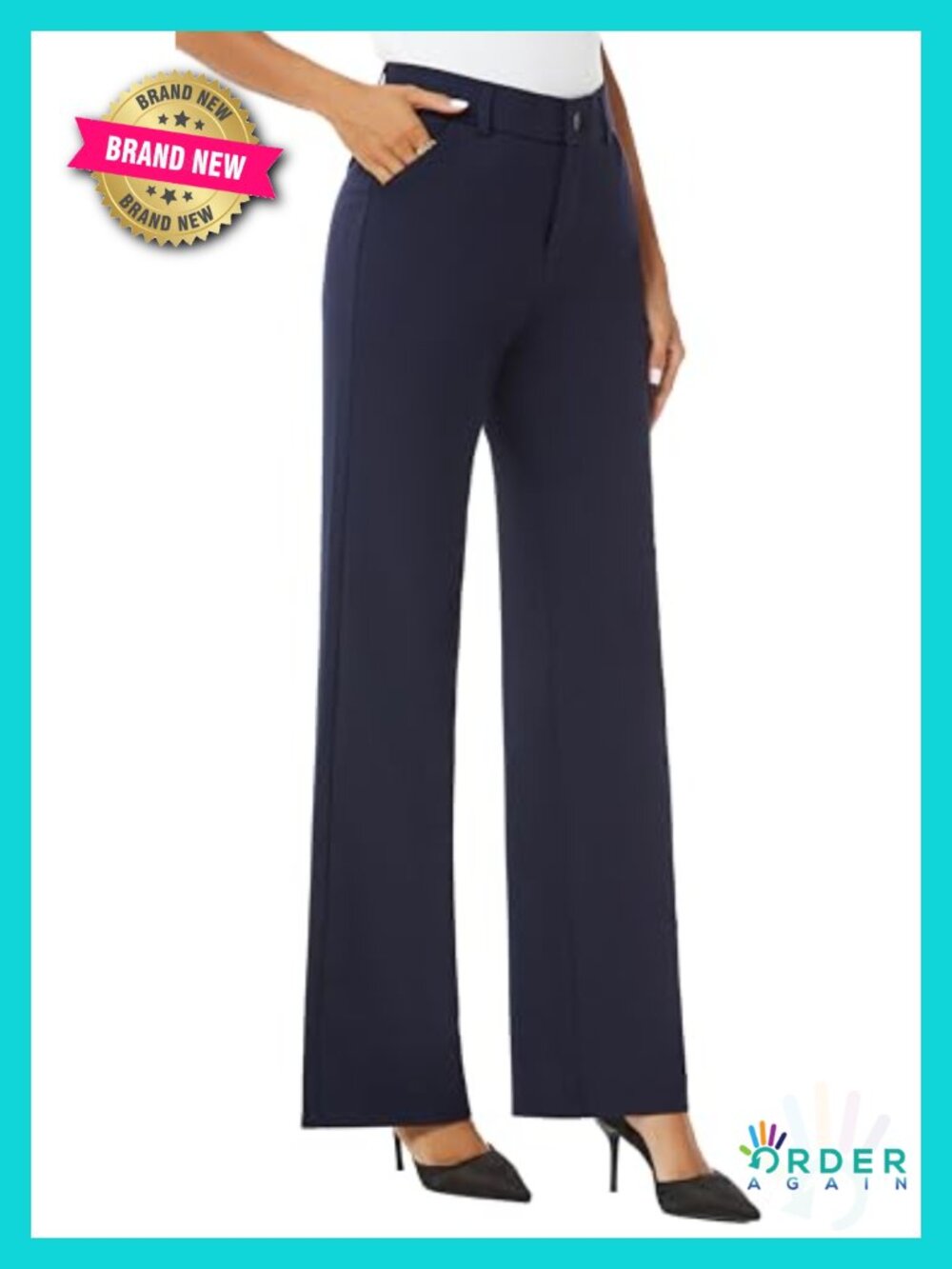Women's High Waist Wide Leg Dress Pants Trousers with Pockets
